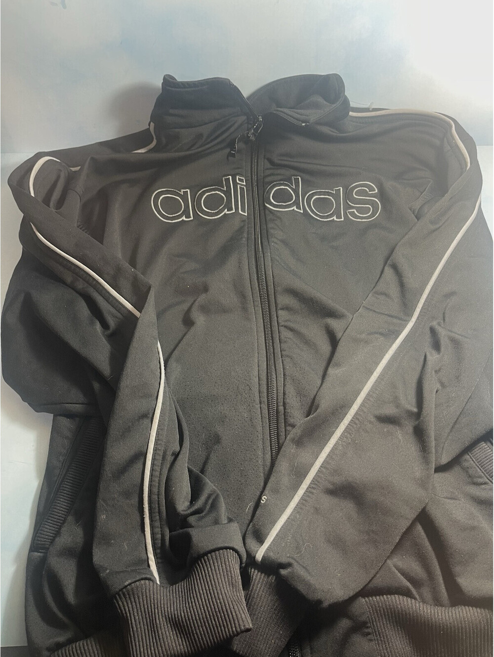 Rare Retro Adidas Black Warm-up Track Jacket Men’s Large RN#88387 CA#40312